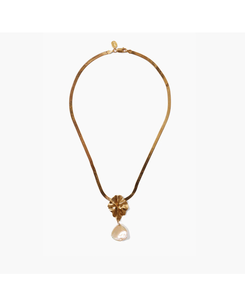 Chan Luu Pearl and Gold Masquerade Herringbone Necklace