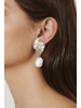 Chan Luu White Pearl and Silver Masquerade Earrings