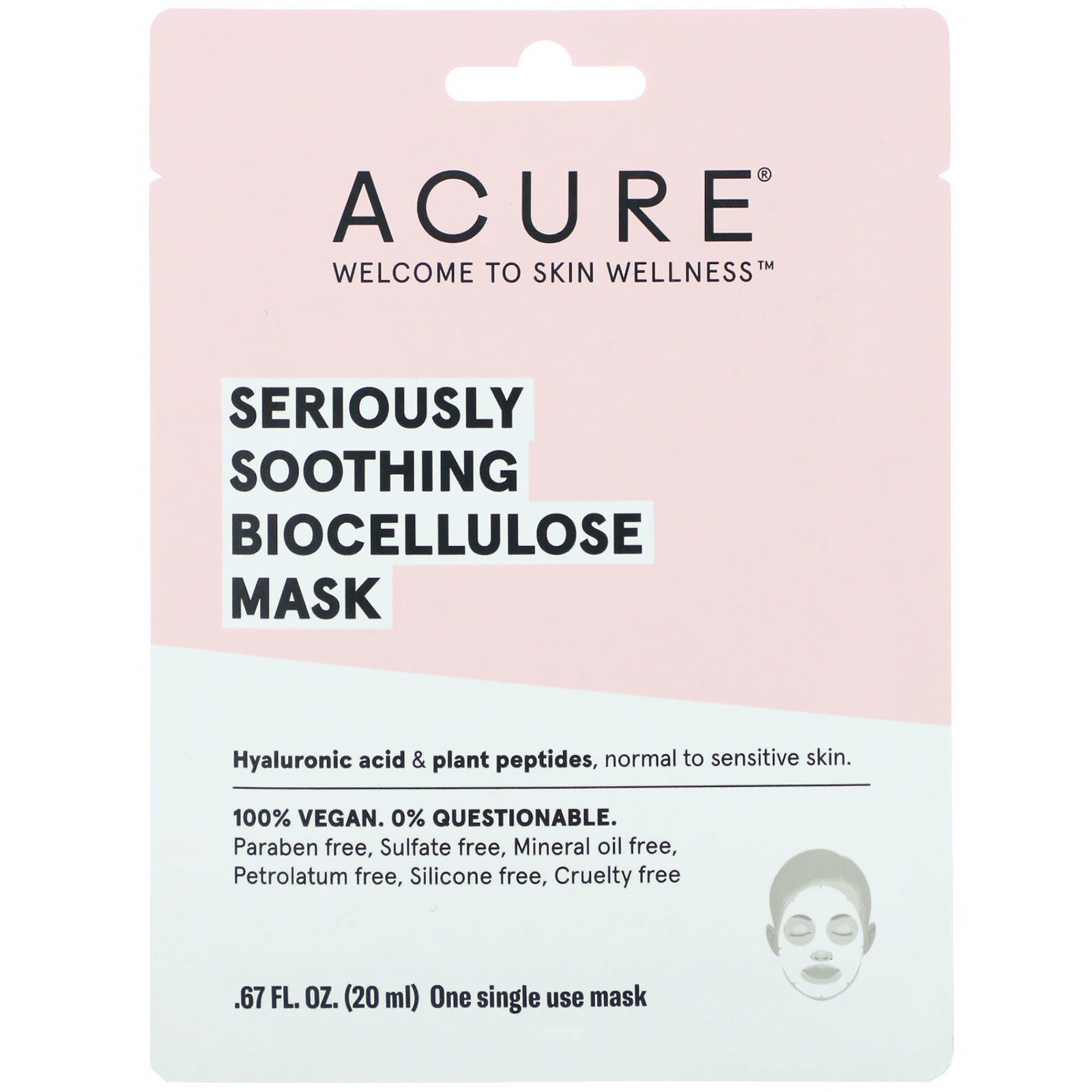 Acure Acure Seriously Soothing Biocellulose  Mask (20ml) One single Mask