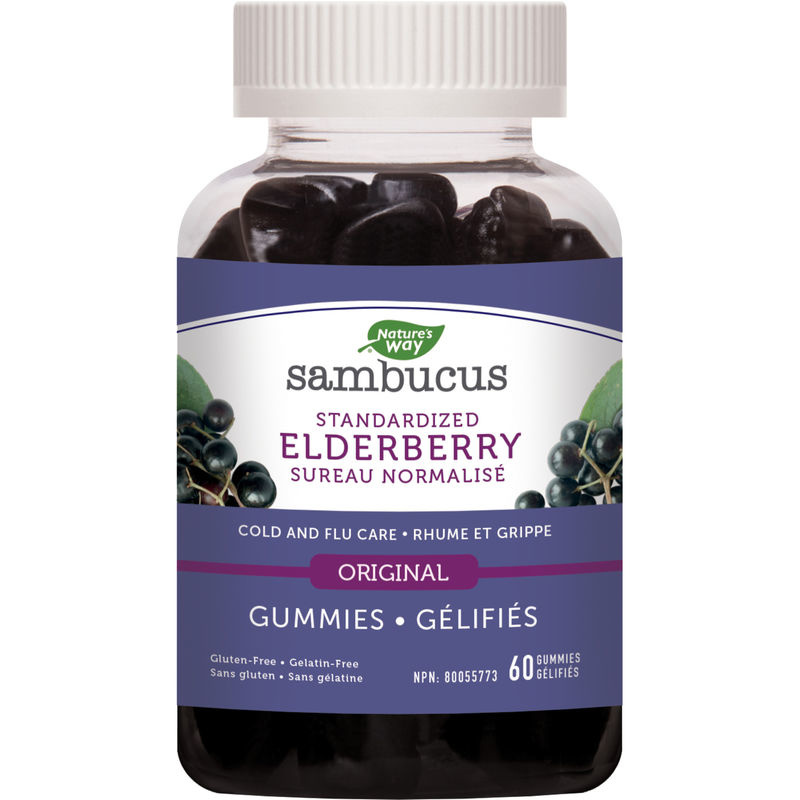 Natures Way Natures Way Sambucus Standardized Elderberry Cold and Flu Care with Vitamin C and Zinc 60 Gummies