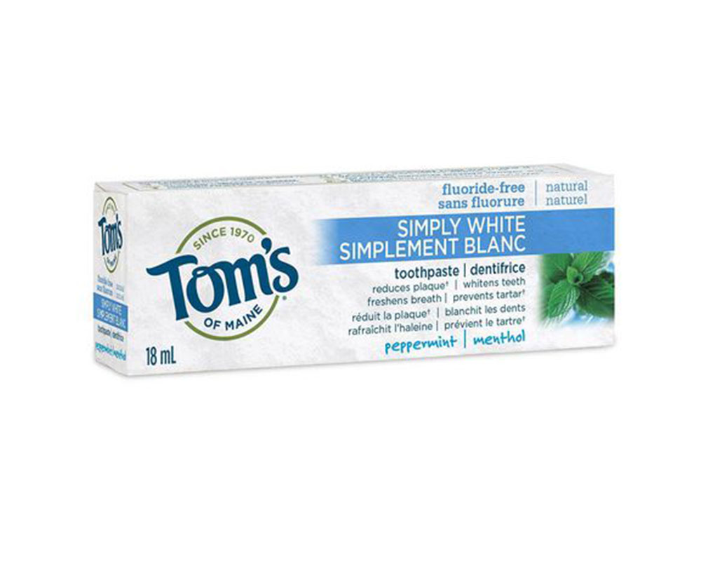 Toms Toms  dentifrice , simplement blanc , menthol (Voyage-18ml)