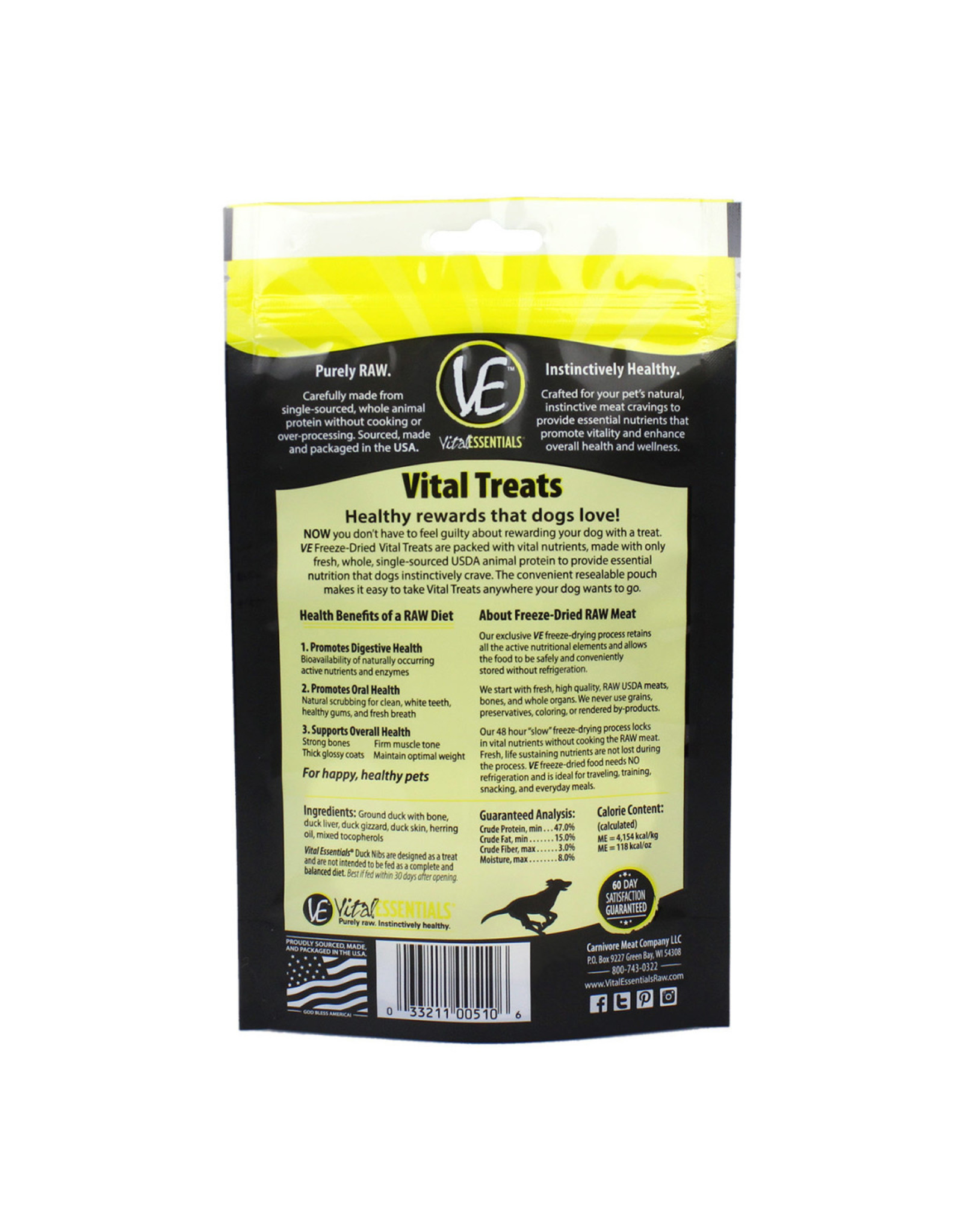 Vital Essentials VITAL ESSENTIALS FREEZE-DRIED DUCK NIBS TREATS FOR DOGS 2OZ