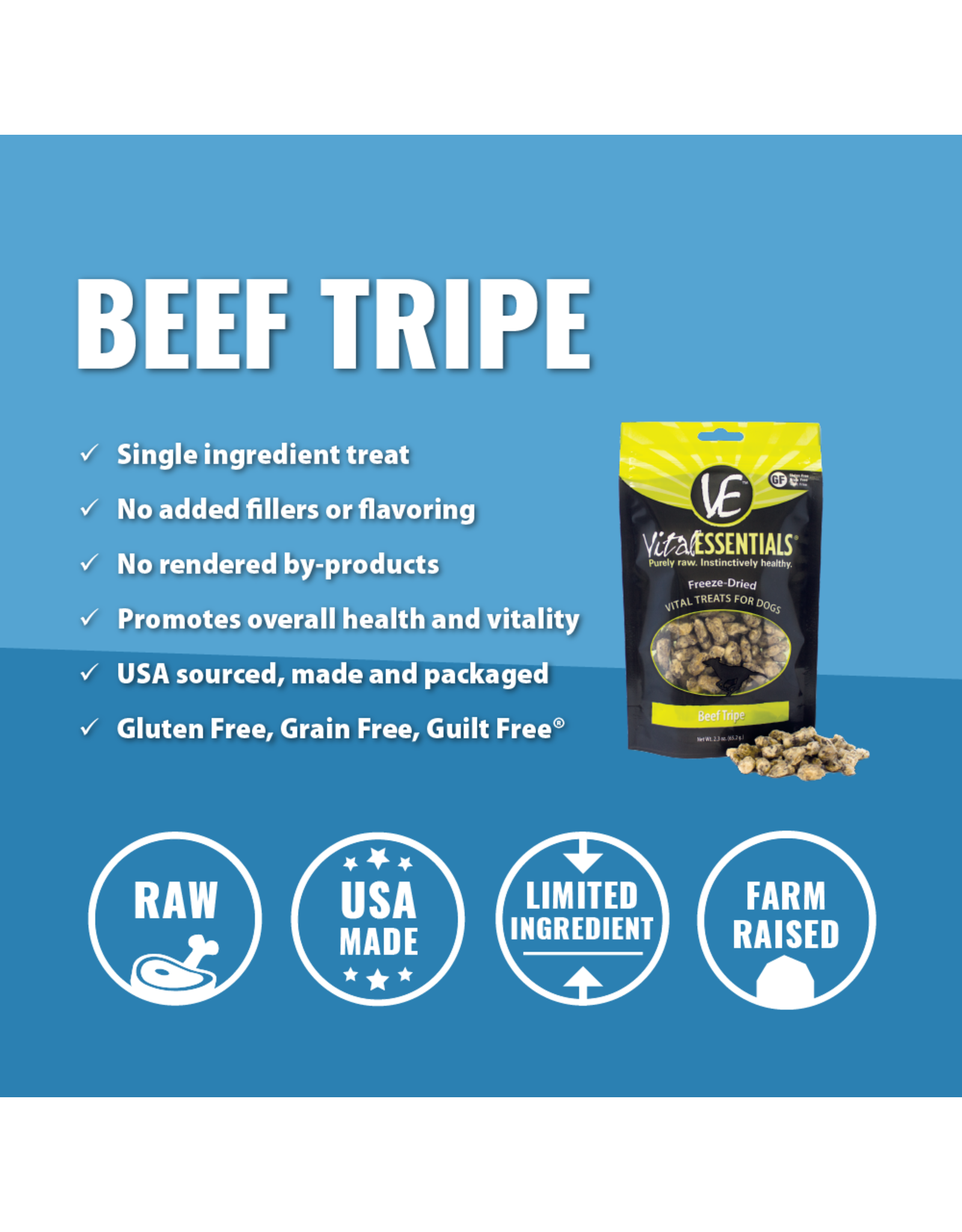 Vital Essentials VITAL ESSENTIALS FREEZE-DRIED BEEF TRIPE TREATS FOR DOGS 2.3OZ