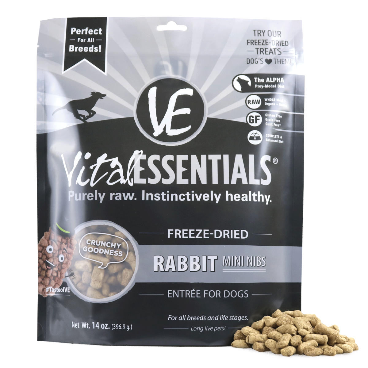 VITAL ESSENTIALS FREEZEDRIED RABBIT MINI NIBS ENTRÉE FOR DOGS 14OZ