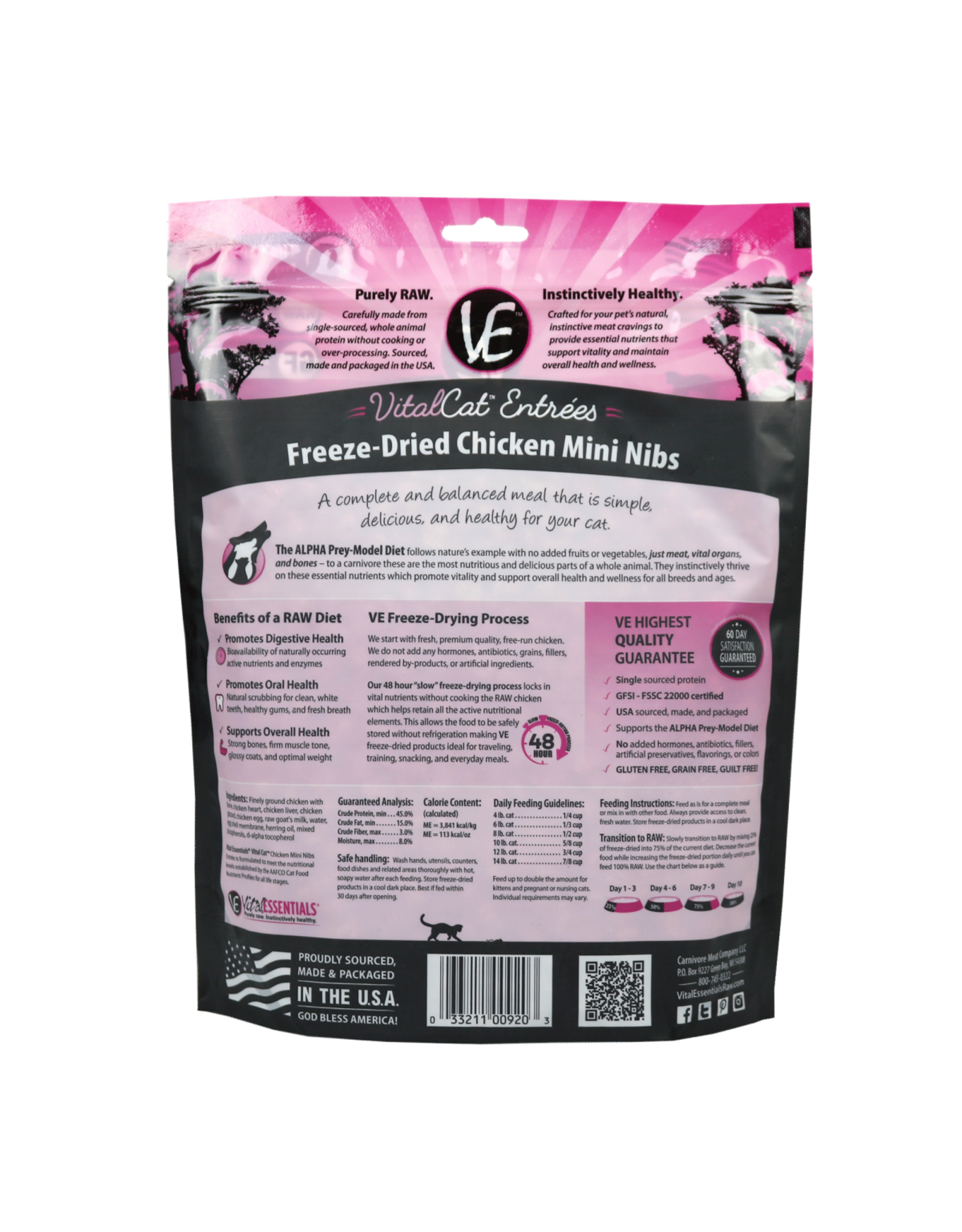 Vital Essentials VITAL CAT FREEZE-DRIED MINI NIBS CHICKEN ENTRÉE 12OZ