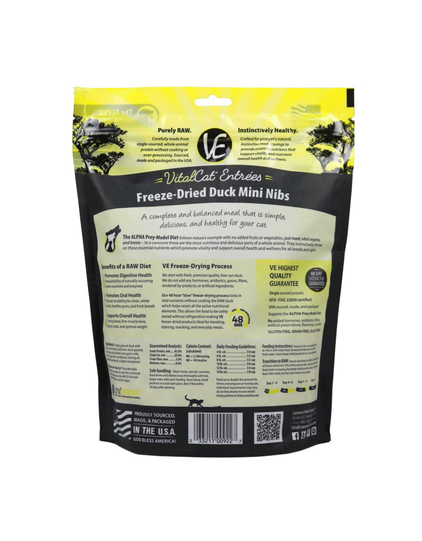 Vital Essentials VITAL CAT FREEZE-DRIED MINI NIBS DUCK ENTRÉE 12OZ