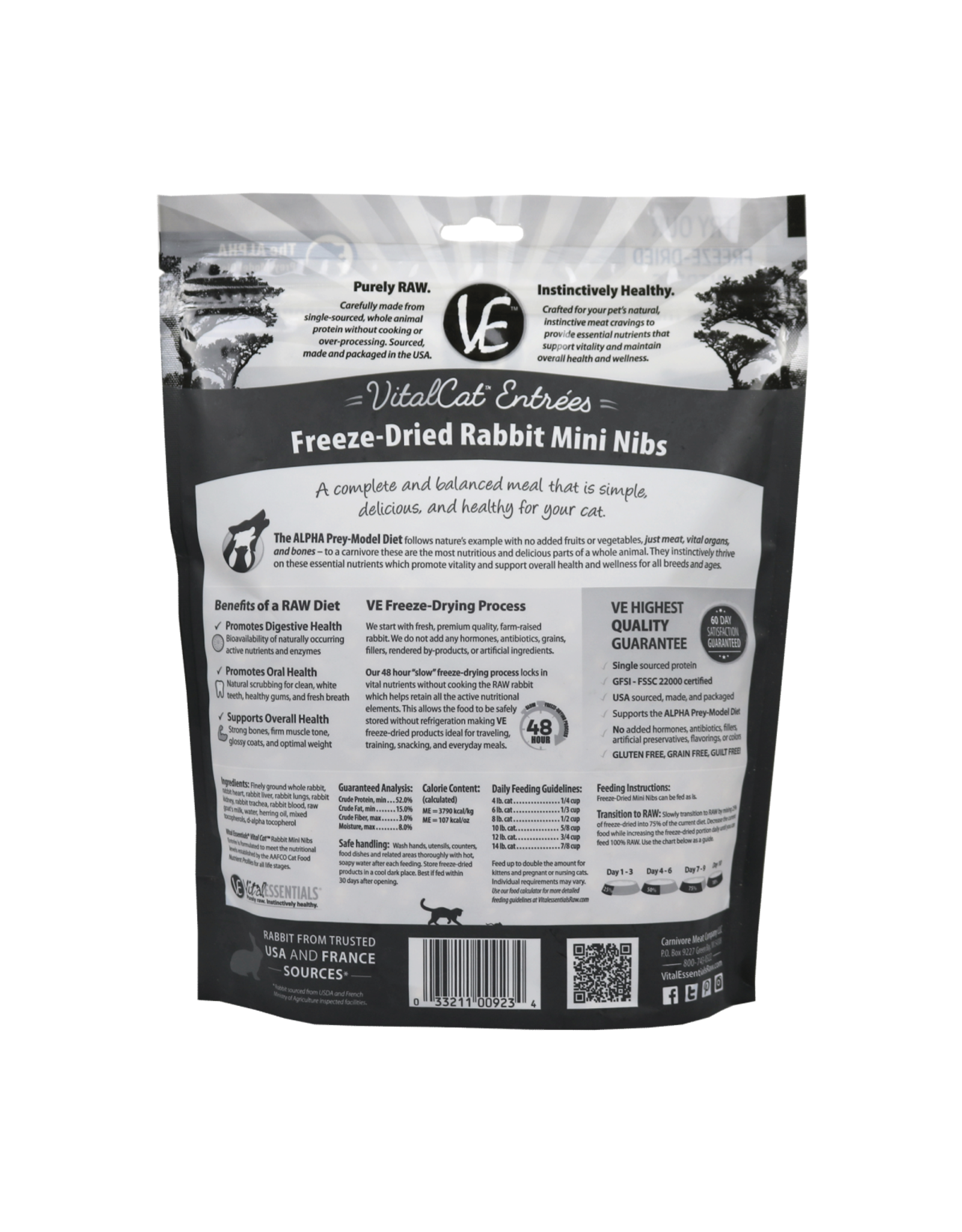 Vital Essentials VITAL CAT FREEZE-DRIED MINI NIBS RABBIT ENTRÉE 12OZ