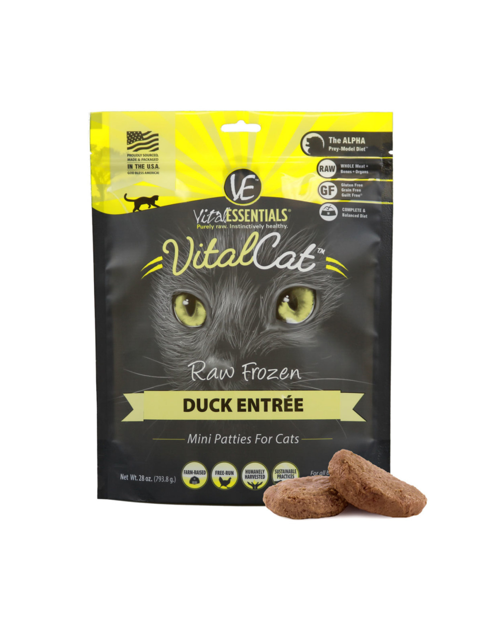 Vital Essentials VITAL CAT RAW FROZEN MINI PATTIES DUCK ENTRÉE 28OZ