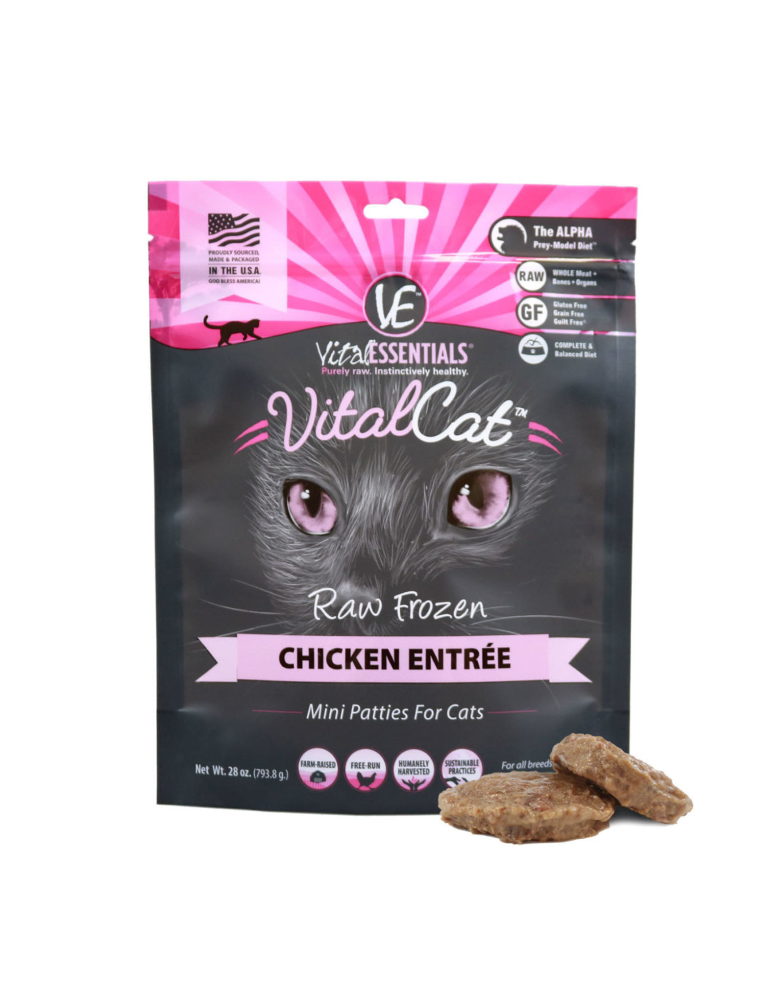 Vital Essentials VITAL CAT RAW FROZEN MINI PATTIES CHICKEN ENTRÉE 28OZ