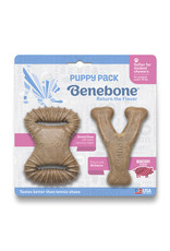 Benebone BENEBONE PUPPY 2-PACK BACON DENTAL CHEW TOY & WISHBONE CHEW TOY