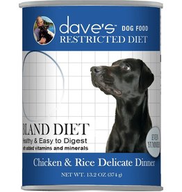 Dave's Pet Food DAVE'S DOG RESTRICTED DIET BLAND CHICKEN & RICE DELICATE DINNER 13.2OZ