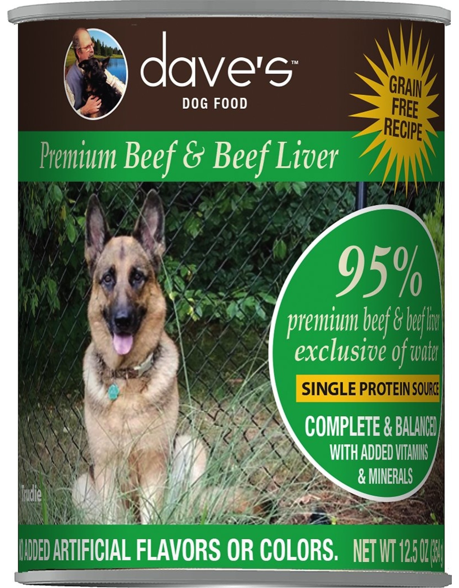 Dave's Pet Food DAVE’S DOG 95% PREMIUM BEEF, BEEF LIVER & BEEF BROTH 12.5OZ