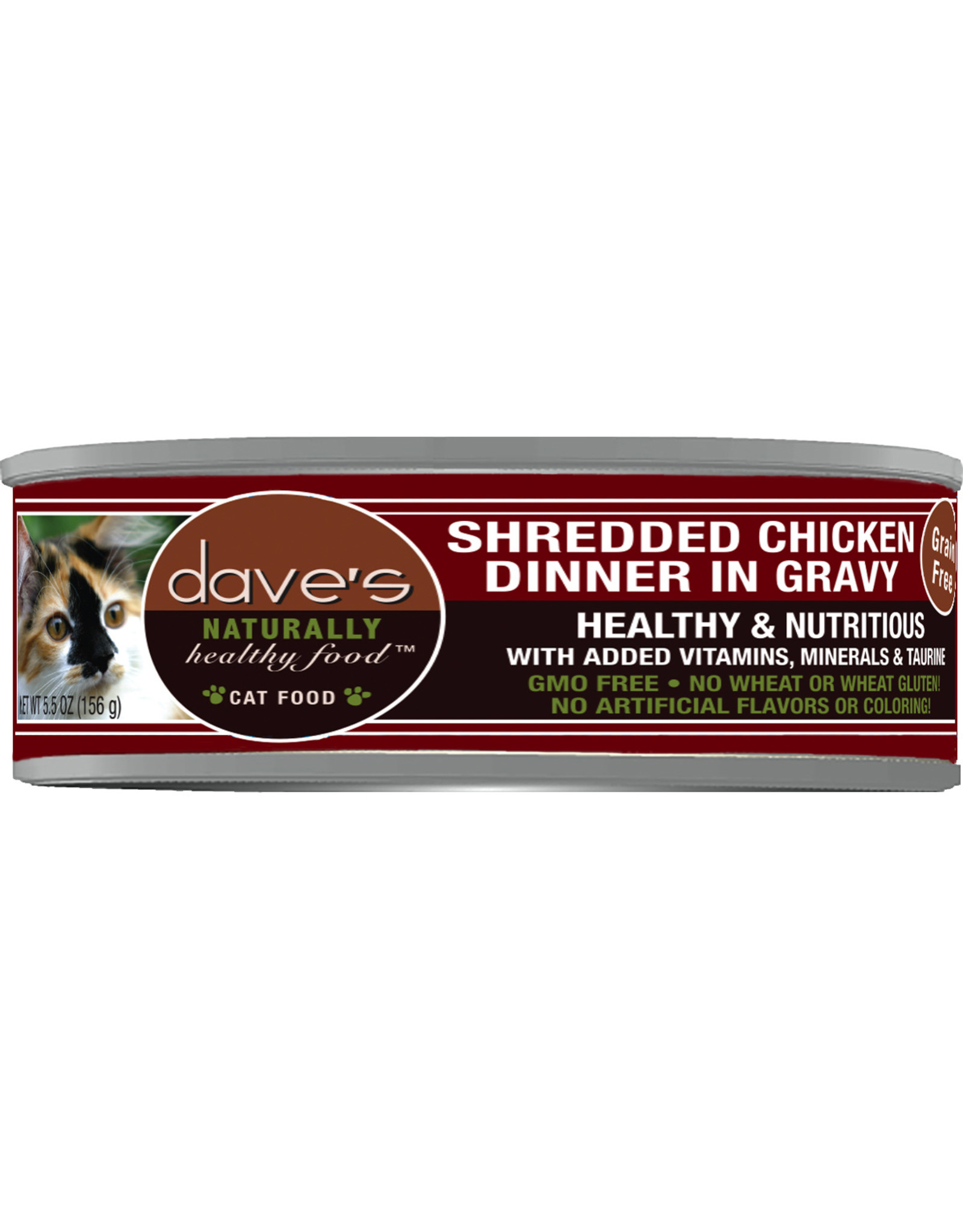 Dave's Pet Food DAVE'S CAT NATURALLY HEALTHY FOOD SHREDDED CHICKEN DINNER IN GRAVY 5.5OZ