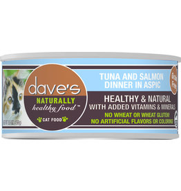 Dave's Pet Food DAVE'S CAT NATURALLY HEALTHY FOOD TUNA AND SALMON DINNER IN ASPIC 5.5OZ