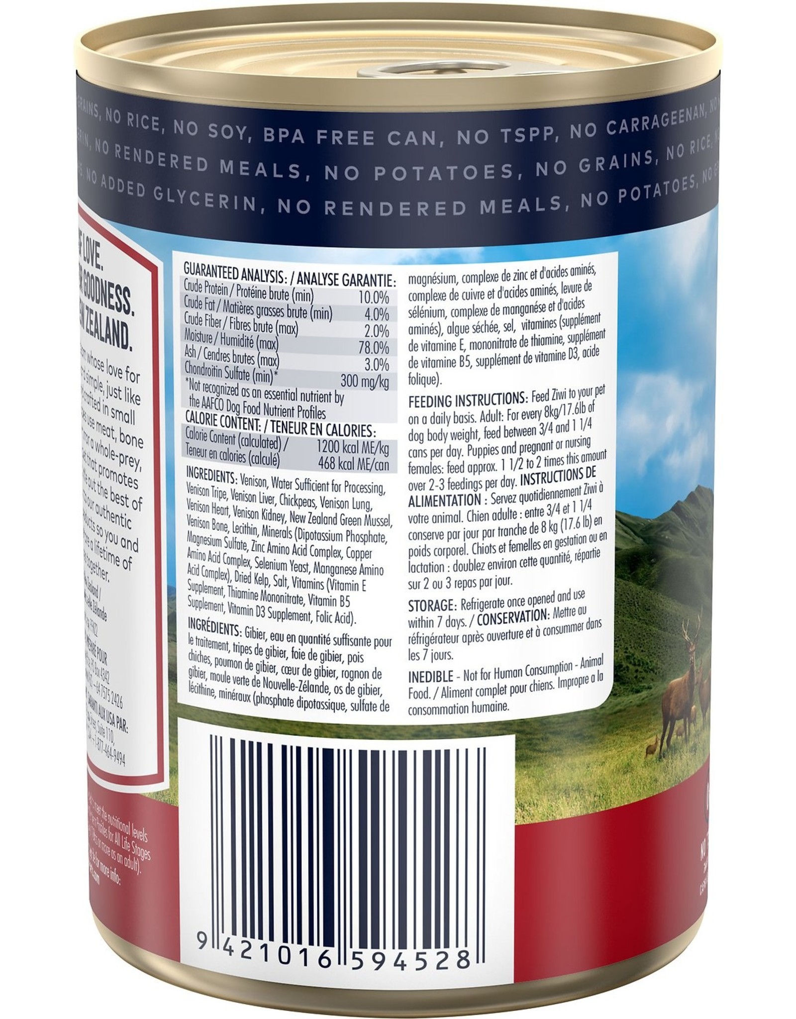 Ziwi Peak ZIWI PEAK DOG NEW ZEALAND VENISON RECIPE 13.75OZ