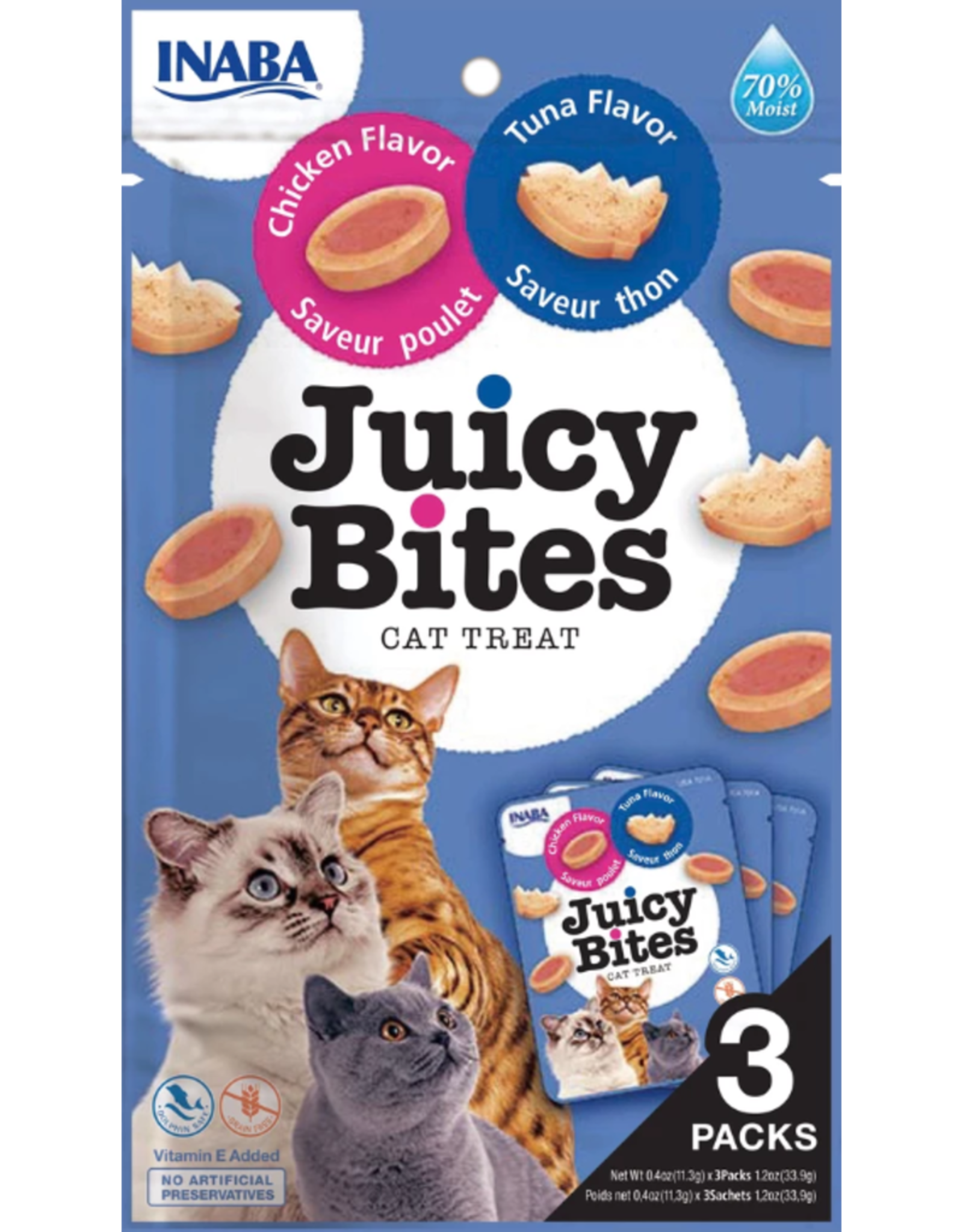 Inaba INABA CAT CHICKEN FLAVOR & TUNA FLAVOR JUICY BITES 3-COUNT