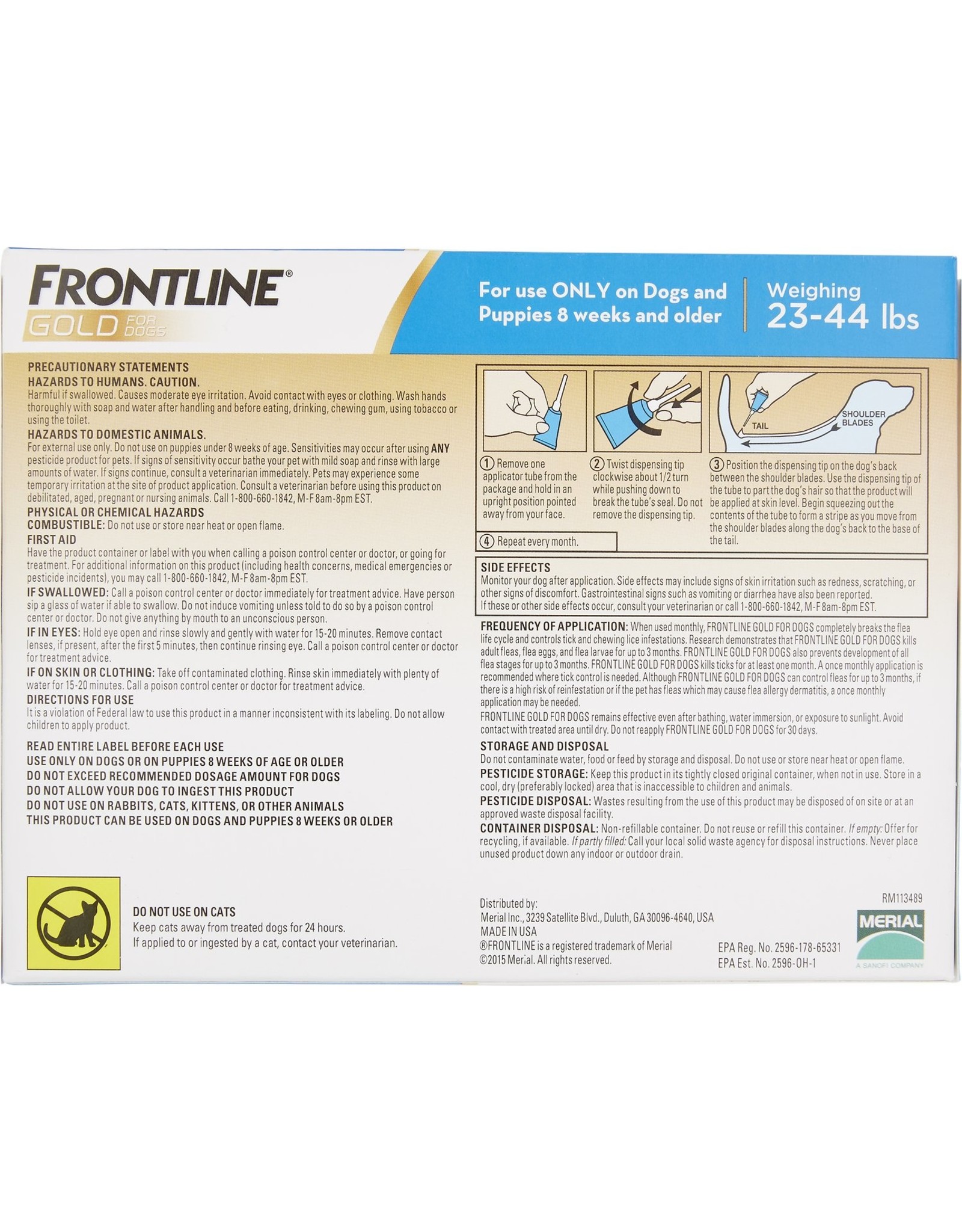 Frontline FRONTLINE  FOR DOGS FLEA & TICK TOPICAL SOLUTION 3 DOSES