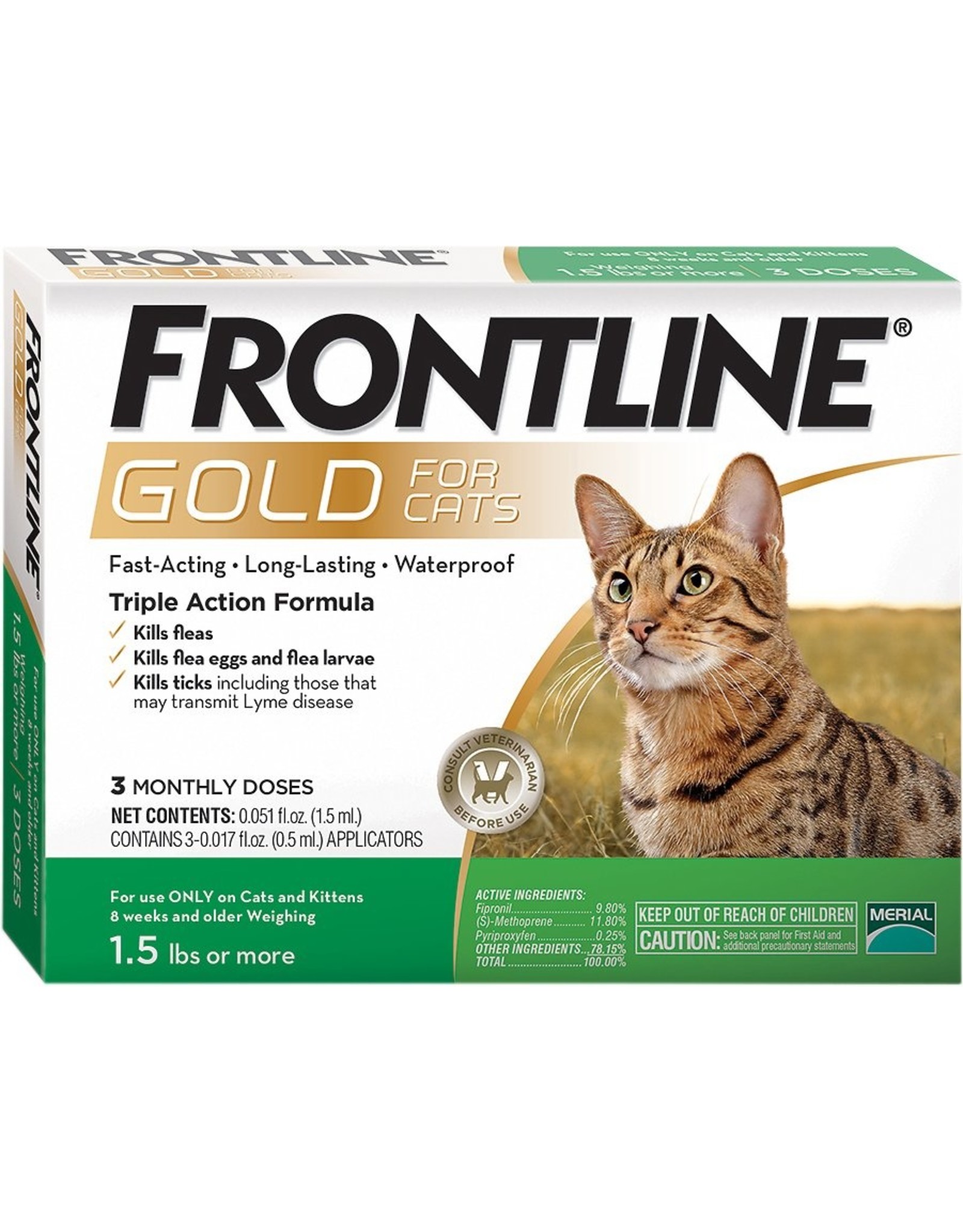 Frontline FRONTLINE GOLD FOR CATS FLEA & TICK TOPICAL SOLUTION 3-COUNT