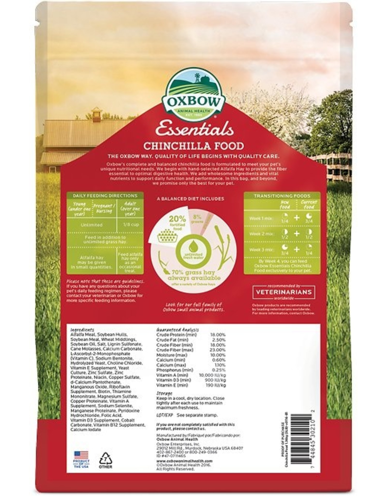 Oxbow Animal Health OXBOW ESSENTIALS CHINCHILLA DELUXE CHINCHILLA FOOD 3LB