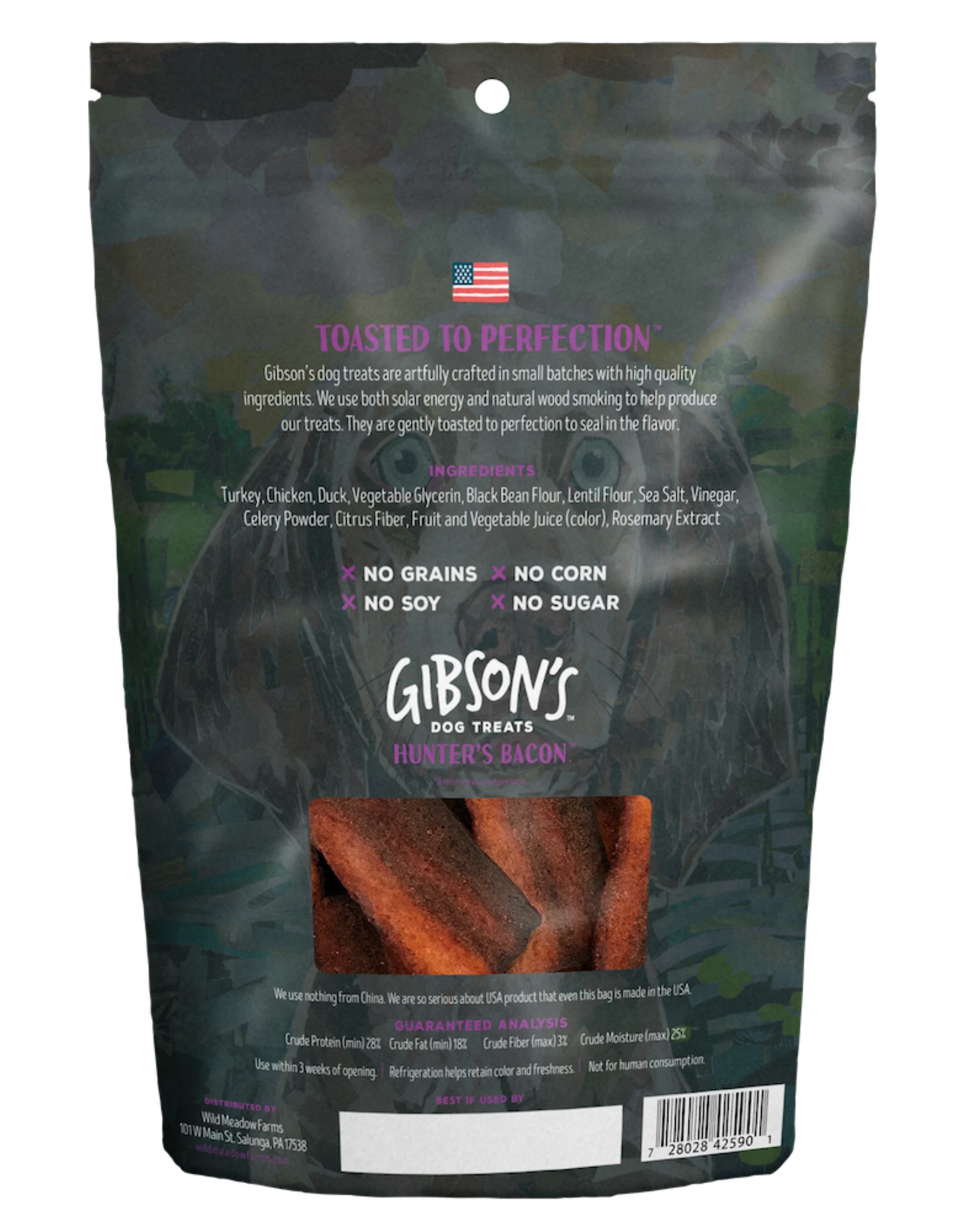 Wild Meadow Farms GIBSON'S HUNTER'S BACON WITH DUCK DOG TREATS 3OZ