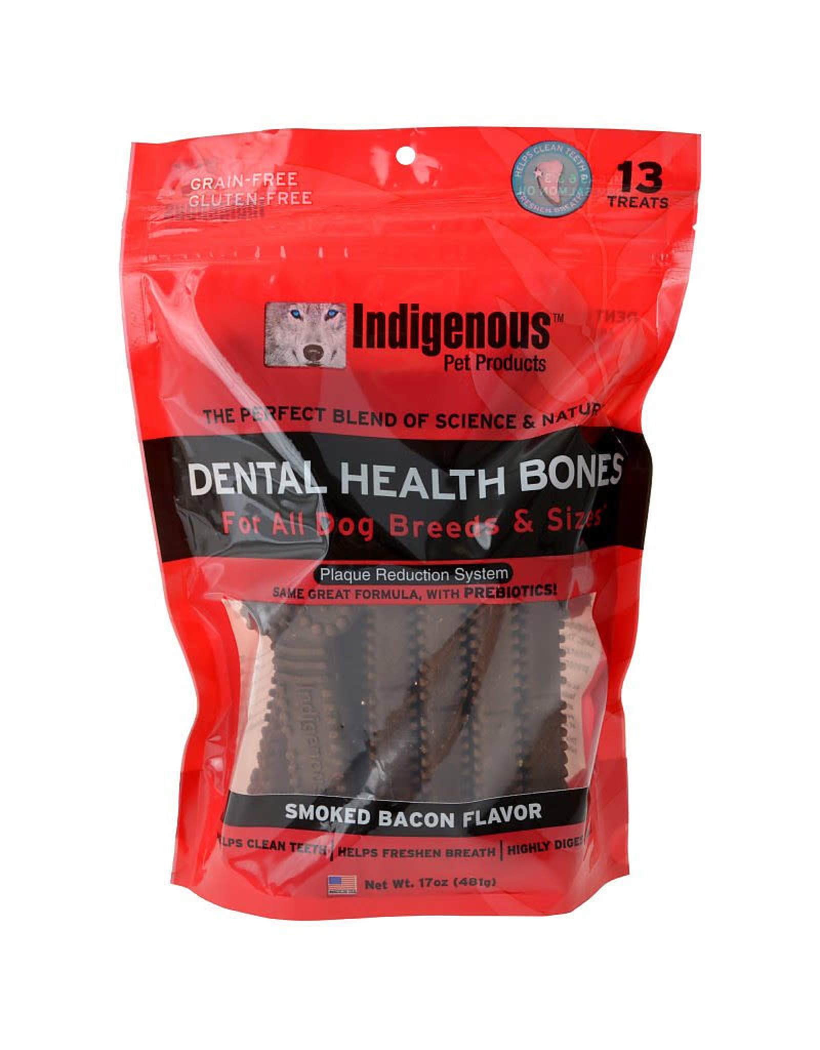 Indigenous Pet Products INDIGENOUS DENTAL HEALTH BONES SMOKED BACON FLAVOR 13-COUNT