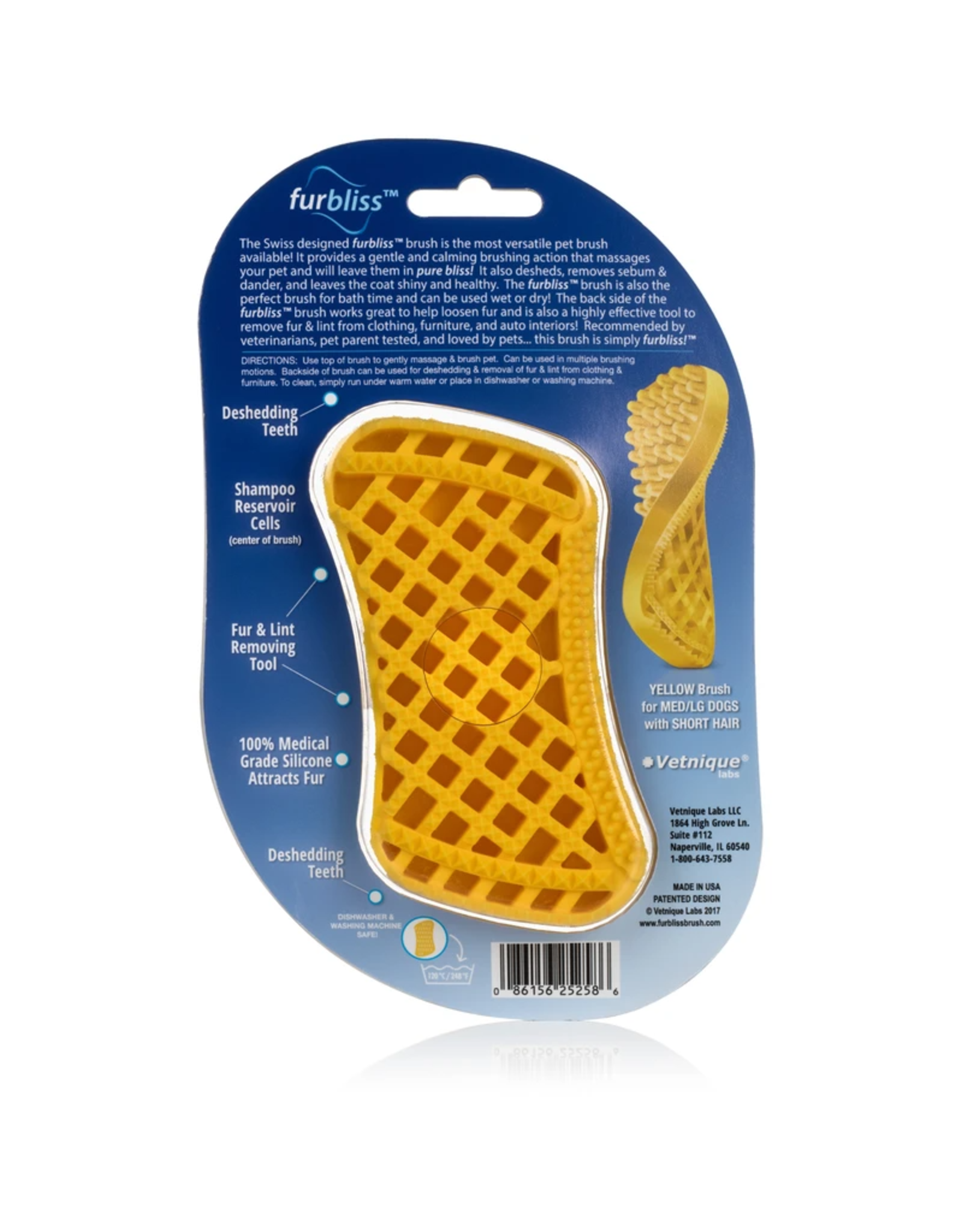 Furbliss FURBLISS YELLOW BRUSH FOR LARGE PETS WITH SHORT HAIR