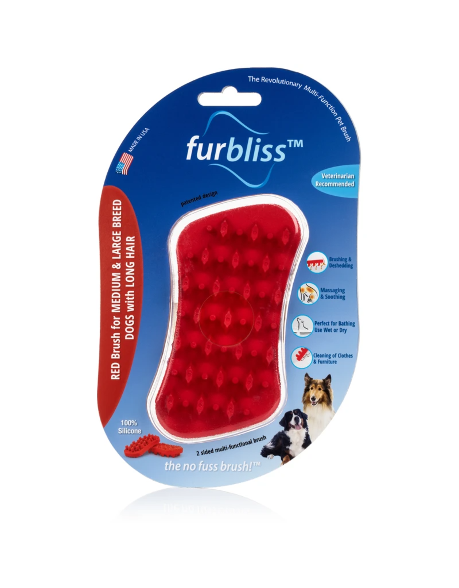 Furbliss FURBLISS RED BRUSH FOR LARGE PETS WITH LONG HAIR