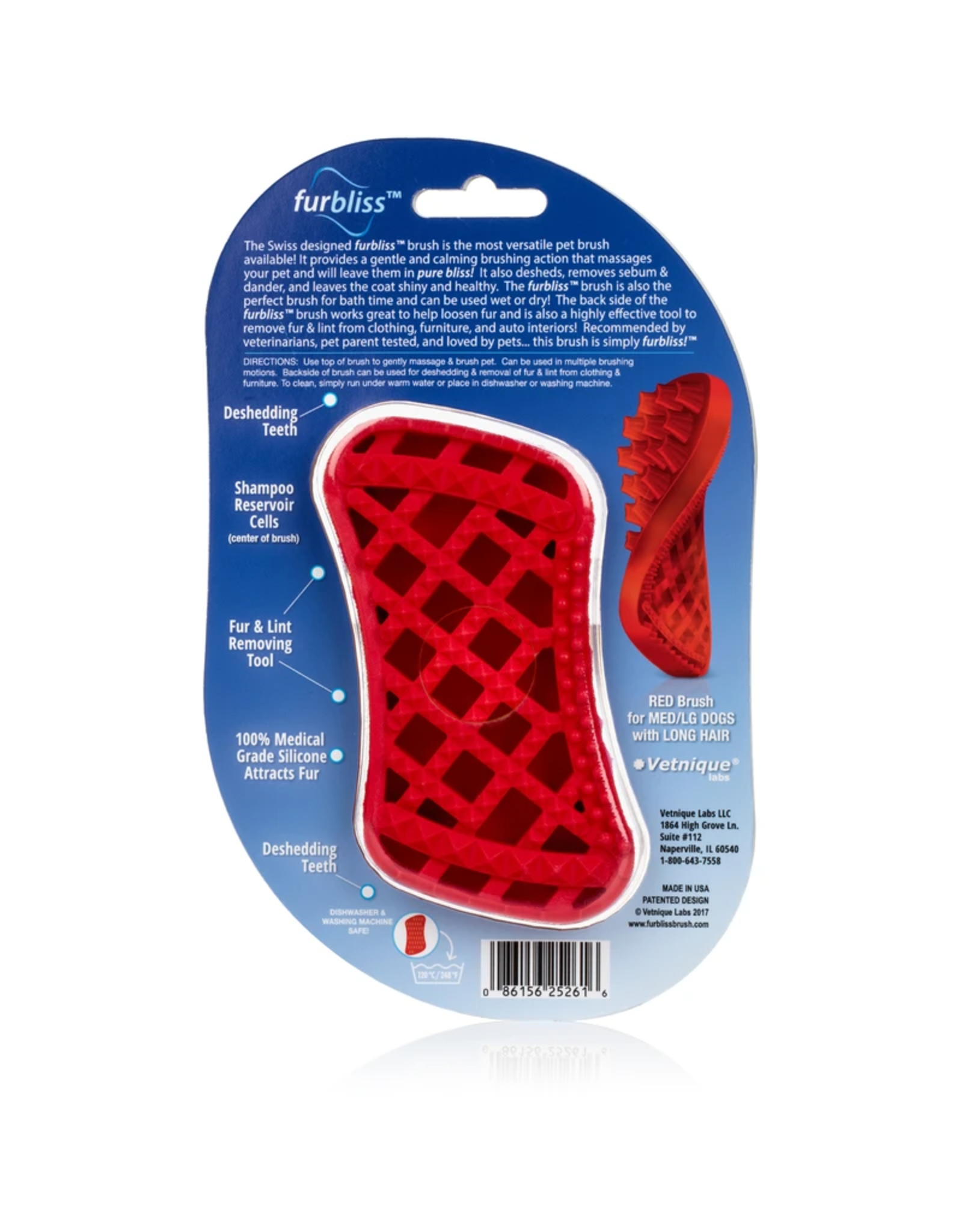 Furbliss FURBLISS RED BRUSH FOR LARGE PETS WITH LONG HAIR