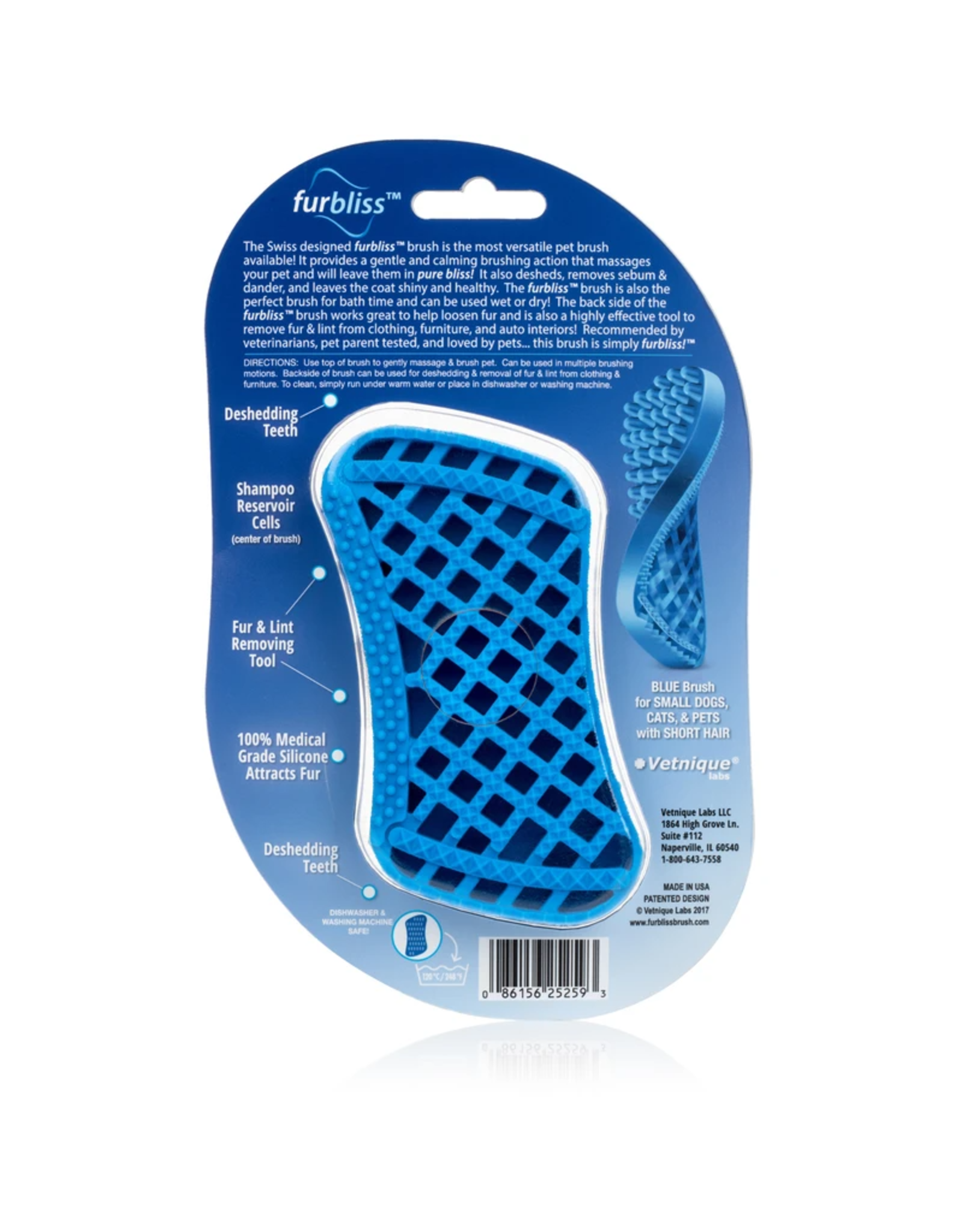 Furbliss FURBLISS BLUE BRUSH FOR SMALL PETS WITH SHORT HAIR