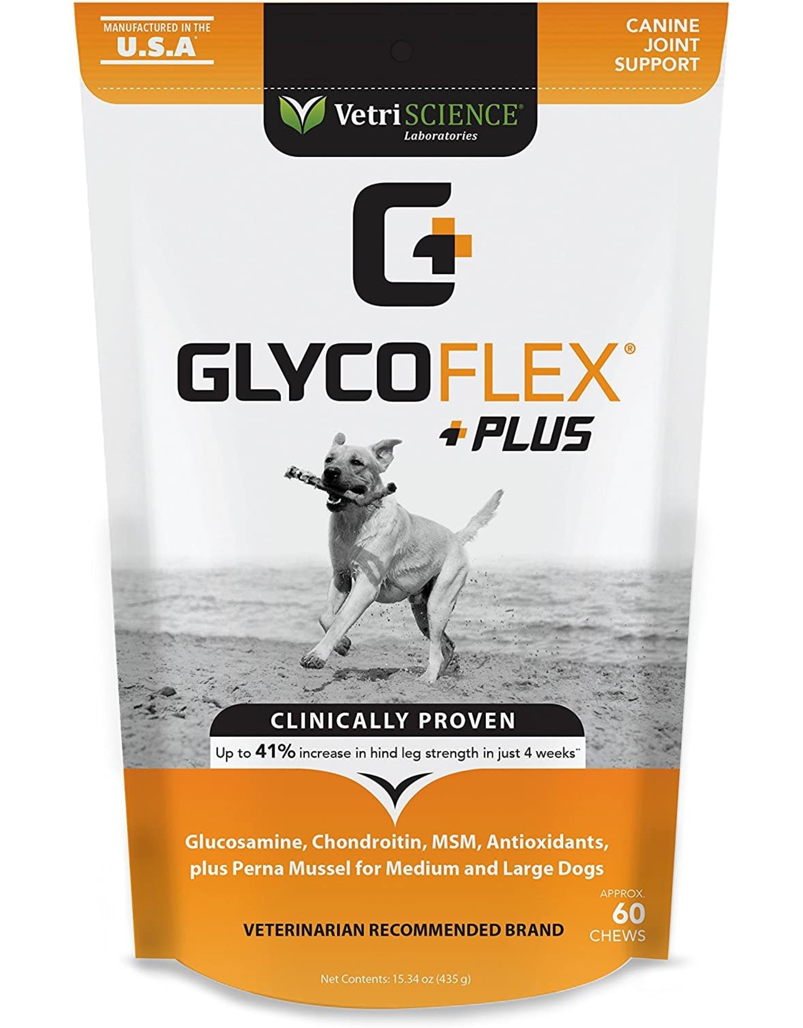 VetriSCIENCE Laboratories VETRISCIENCE LABORATORIES GLYCOFLEX PLUS CHEWABLE TABLETS FOR LARGE DOGS 60-COUNT