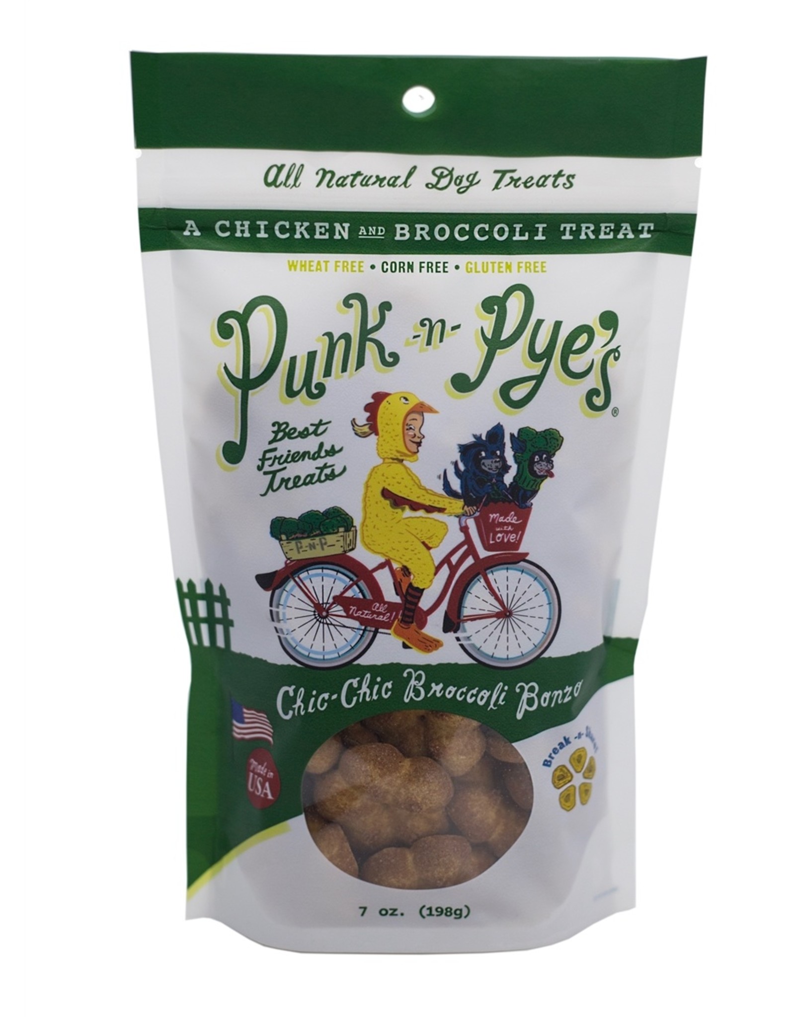 Punk-N-Pye's PUNK-N-PYE'S CHIC CHIC BROCCOLI BONZO CHICKEN & BROCCOLI DOG TREATS 7OZ