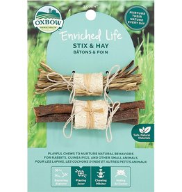 Oxbow Animal Health OXBOW ENRICHED LIFE STIX & HAY SMALL ANIMAL CHEW TOY 2-COUNT