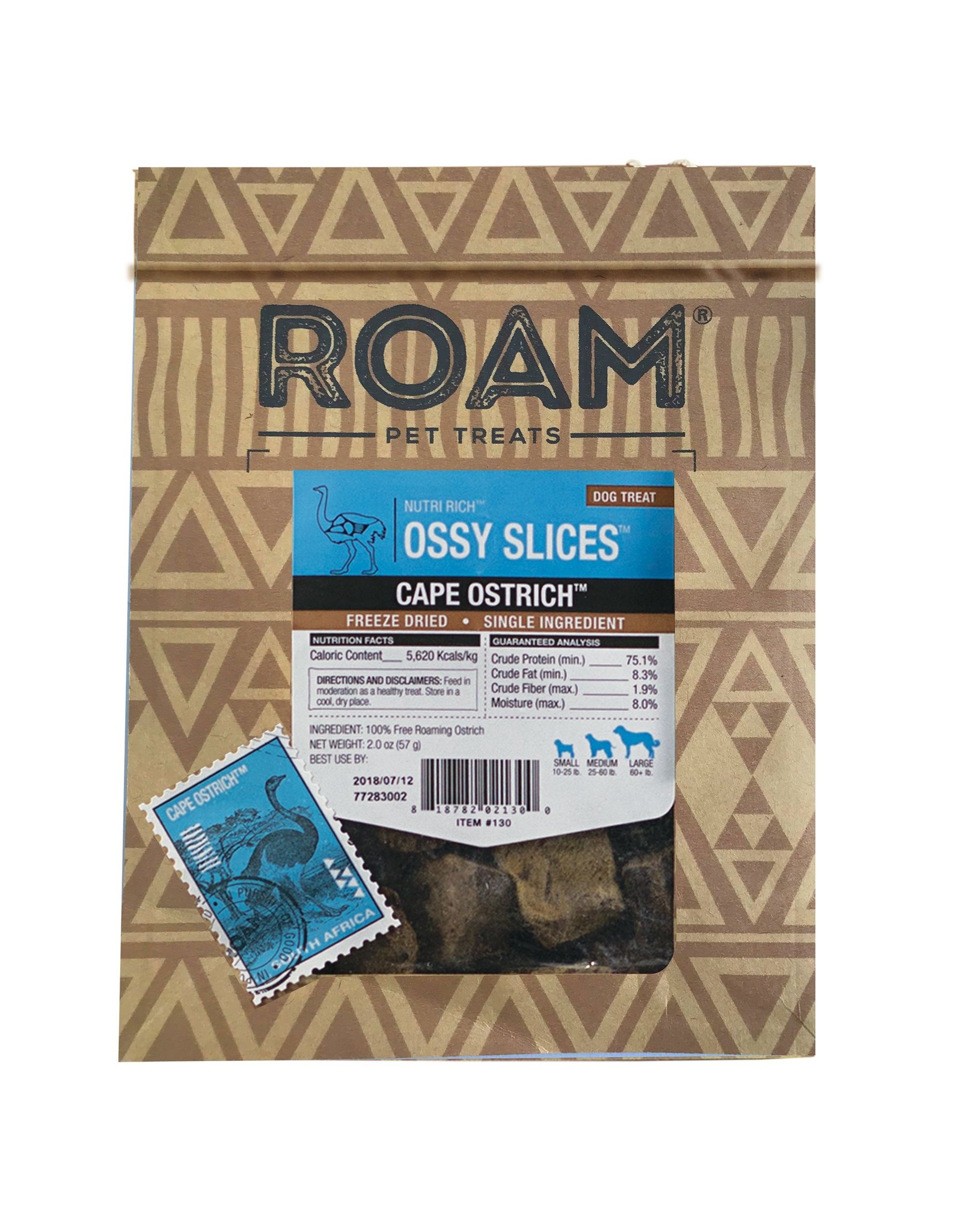 Roam Pet Treats ROAM PET TREATS CAPE OSTRICH OSSY SLICES 2OZ