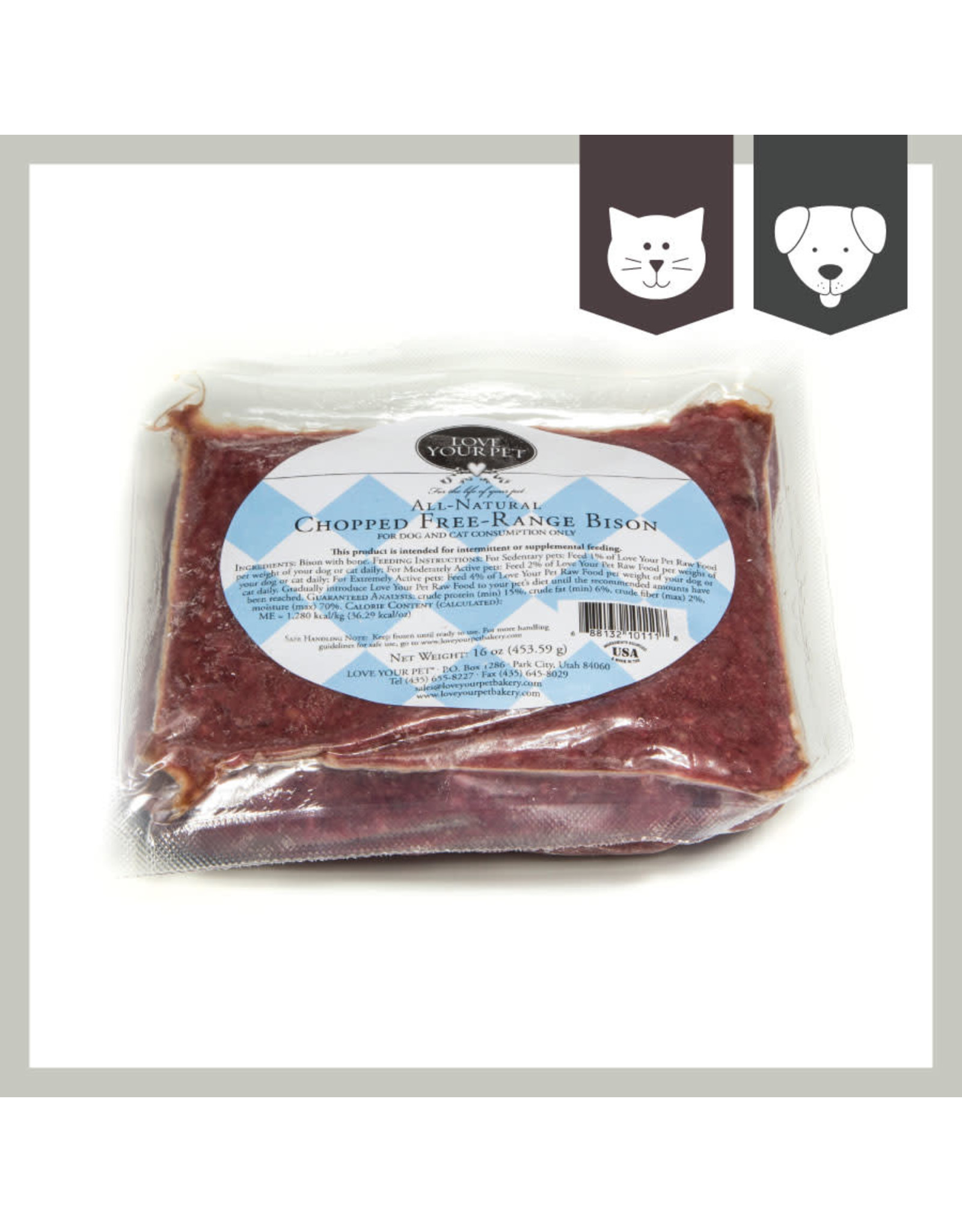 Love Your Pet LOVE YOUR PET CHOPPED FREE-RANGE BISON 1LB