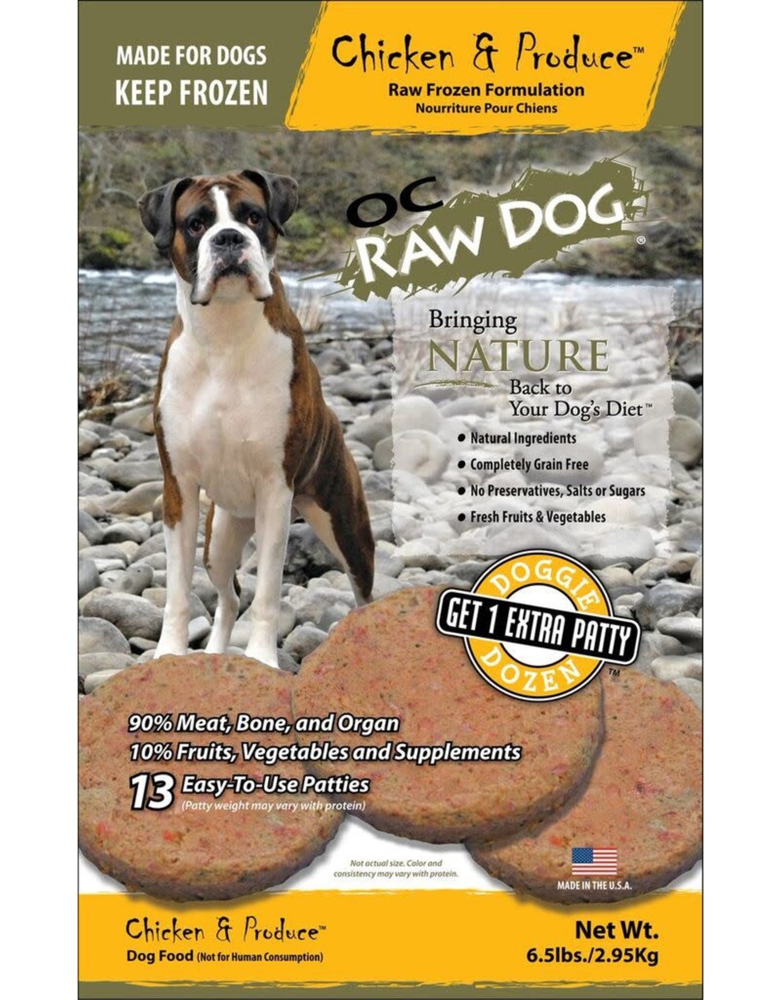 OC Raw Dog OC RAW DOG FROZEN RAW PATTIES CHICKEN & PRODUCE