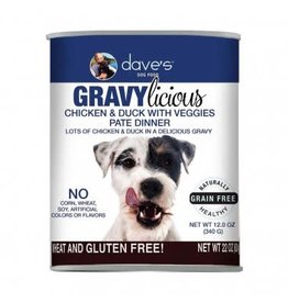 Dave's Pet Food DAVE'S DOG GF GRAVYLICIOUS CHICKEN & DUCK WITH VEGGIES PATE DINNER 12OZ