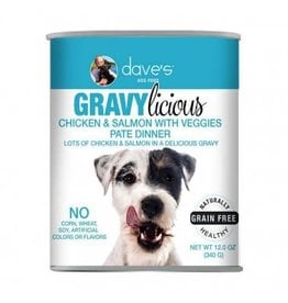 Dave's Pet Food DAVE'S DOG GF GRAVYLICIOUS CHICKEN & SALMON VEGGIES PATE DINNER 12OZ
