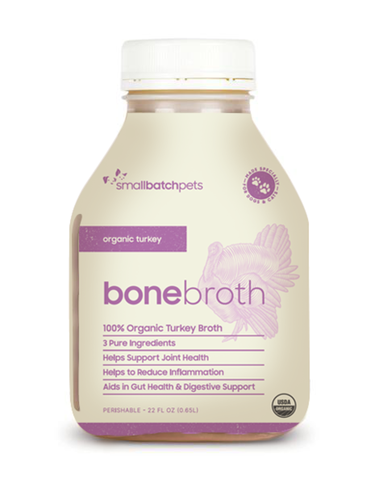 Smallbatch SMALLBATCH DOG CAT ORGANIC TURKEY BONE BROTH FROZEN 22OZ