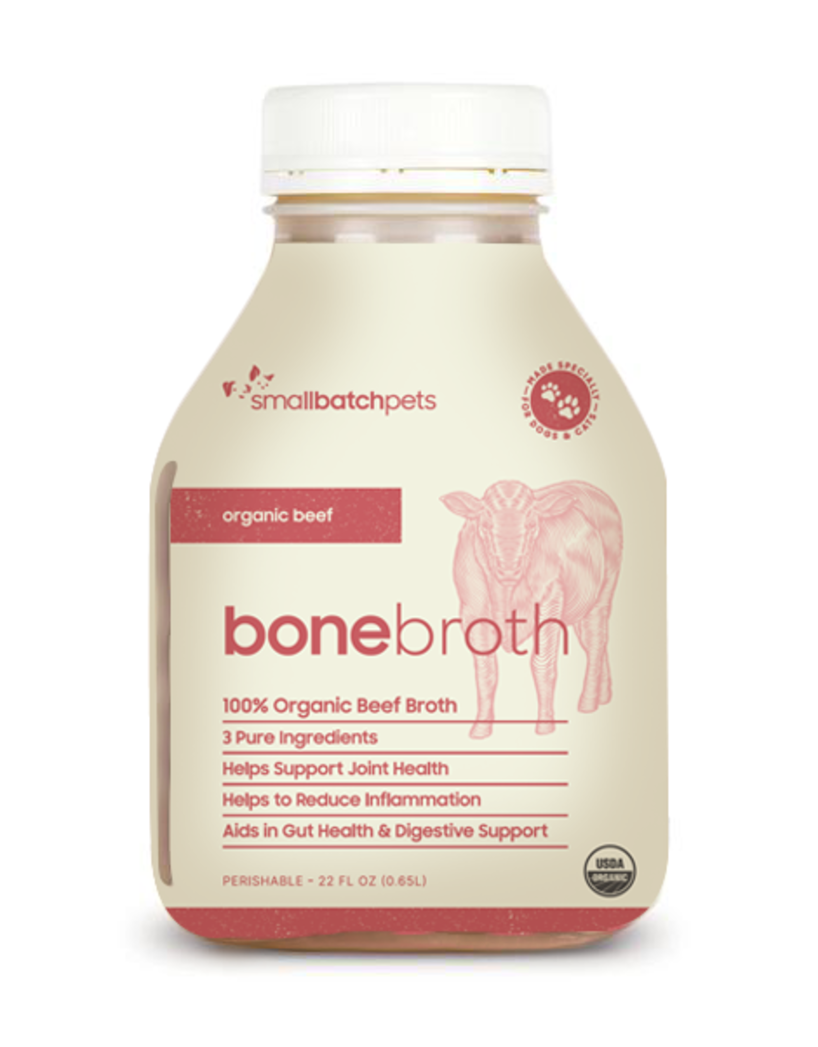 Smallbatch SMALLBATCH DOG CAT ORGANIC BEEF BONE BROTH FROZEN 22OZ