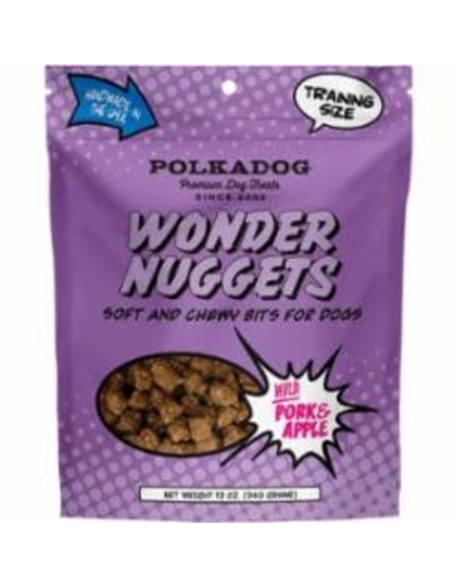 Polkadog Bakery POLKADOG WONDER NUGGETS WITH PORK & APPLE SOFT AND CHEWY BITS FOR DOGS 12OZ
