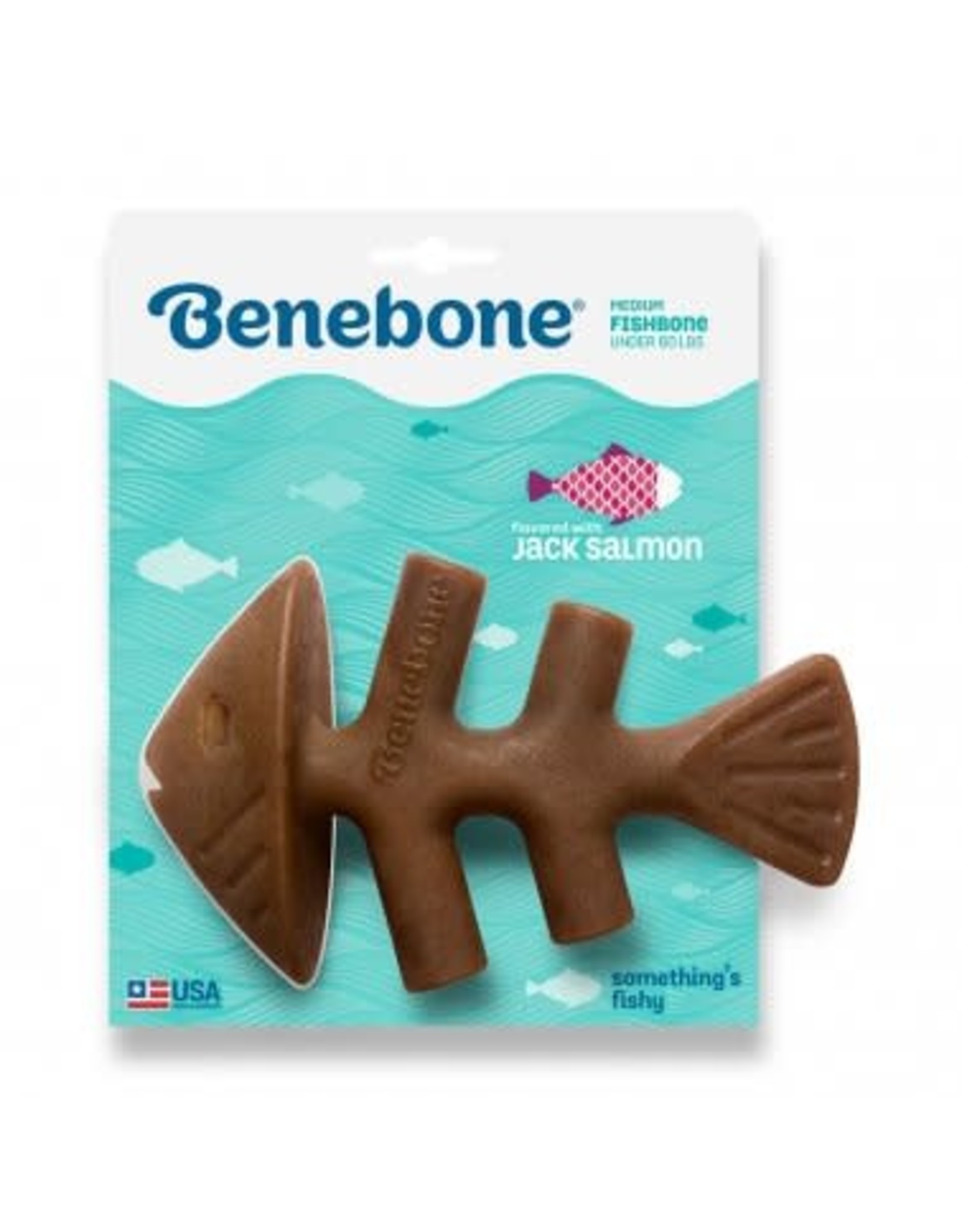 Benebone BENEBONE FISH BONE REAL JACK SALMON FLAVOR MEDIUM CHEW TOY