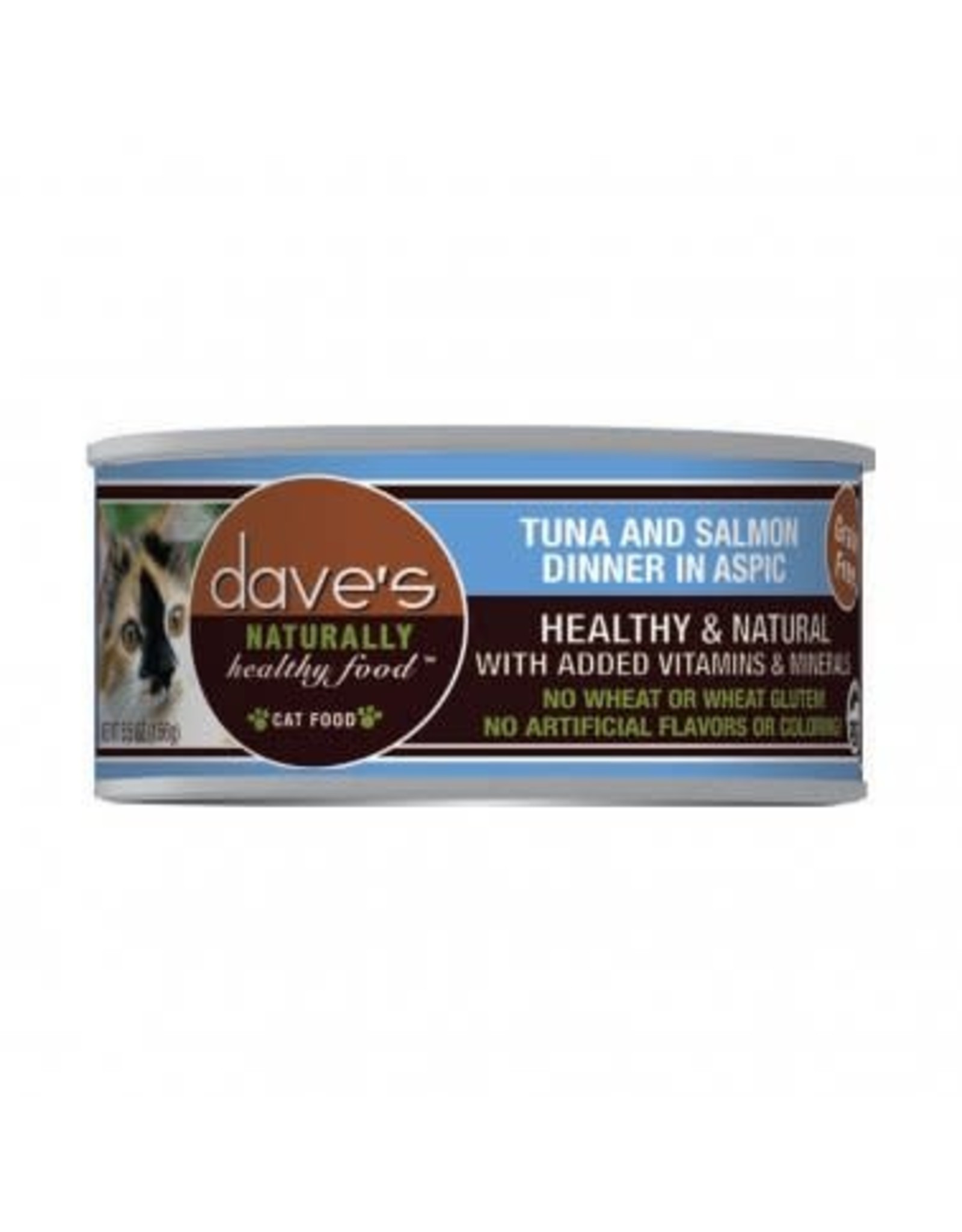 Dave's Pet Food DAVE'S CAT NATURALLY HEALTHY FOOD TUNA AND SALMON DINNER IN ASPIC 5.5OZ