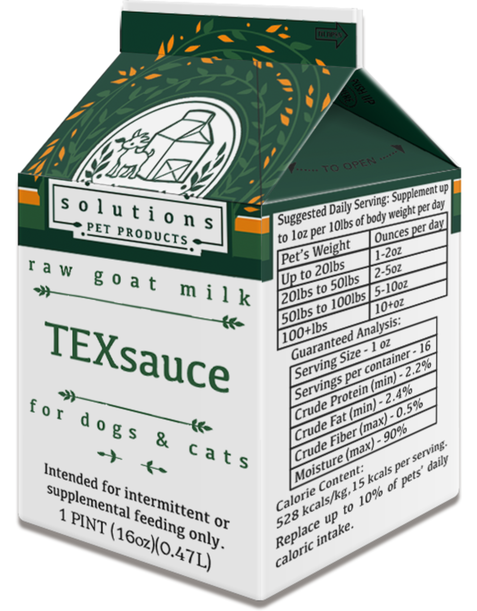 SOLUTIONS PET PRODUCTS SOLUTIONS PET FERMENTED GOATS MILK - TEXSAUCE