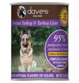 Dave's Pet Food DAVE’S DOG 95% PREMIUM TURKEY, TURKEY LIVER & TURKEY BROTH 12.5OZ