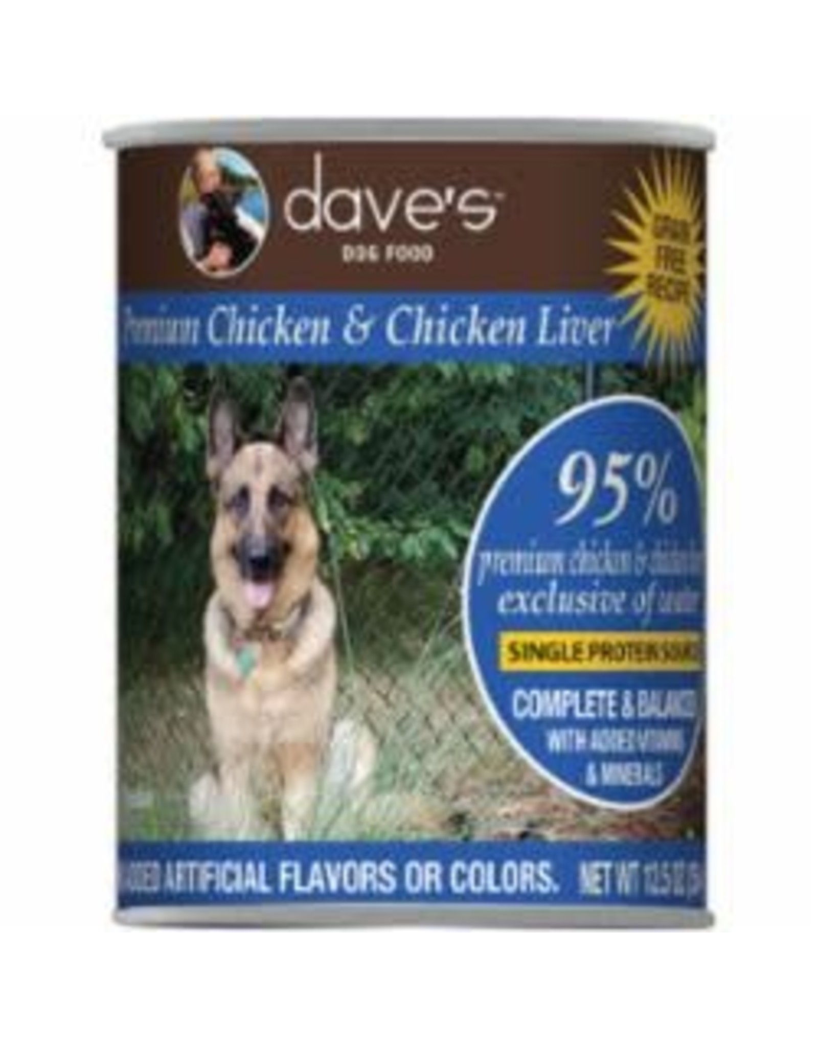 Dave's Pet Food DAVE’S DOG 95% PREMIUM CHICKEN, CHICKEN LIVER & CHICKEN BROTH 12.5OZ