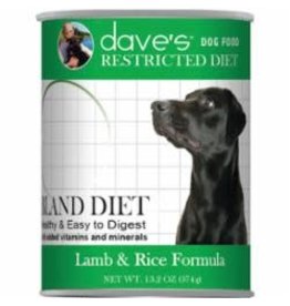 Dave's Pet Food DAVE’S DOG RESTRICTED DIET BLAND LAMB & RICE 13.2OZ