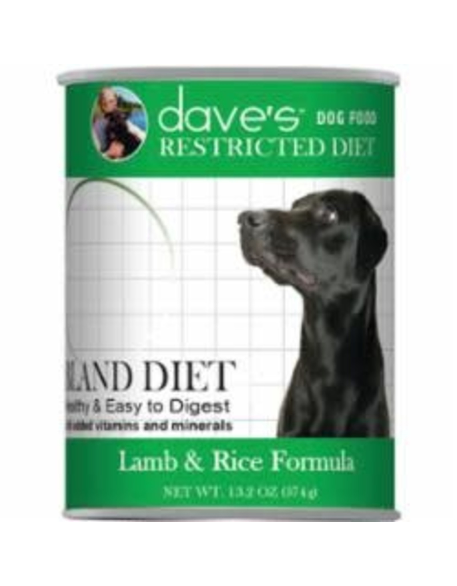 Dave's Pet Food DAVE’S DOG RESTRICTED DIET BLAND LAMB & RICE 13.2OZ