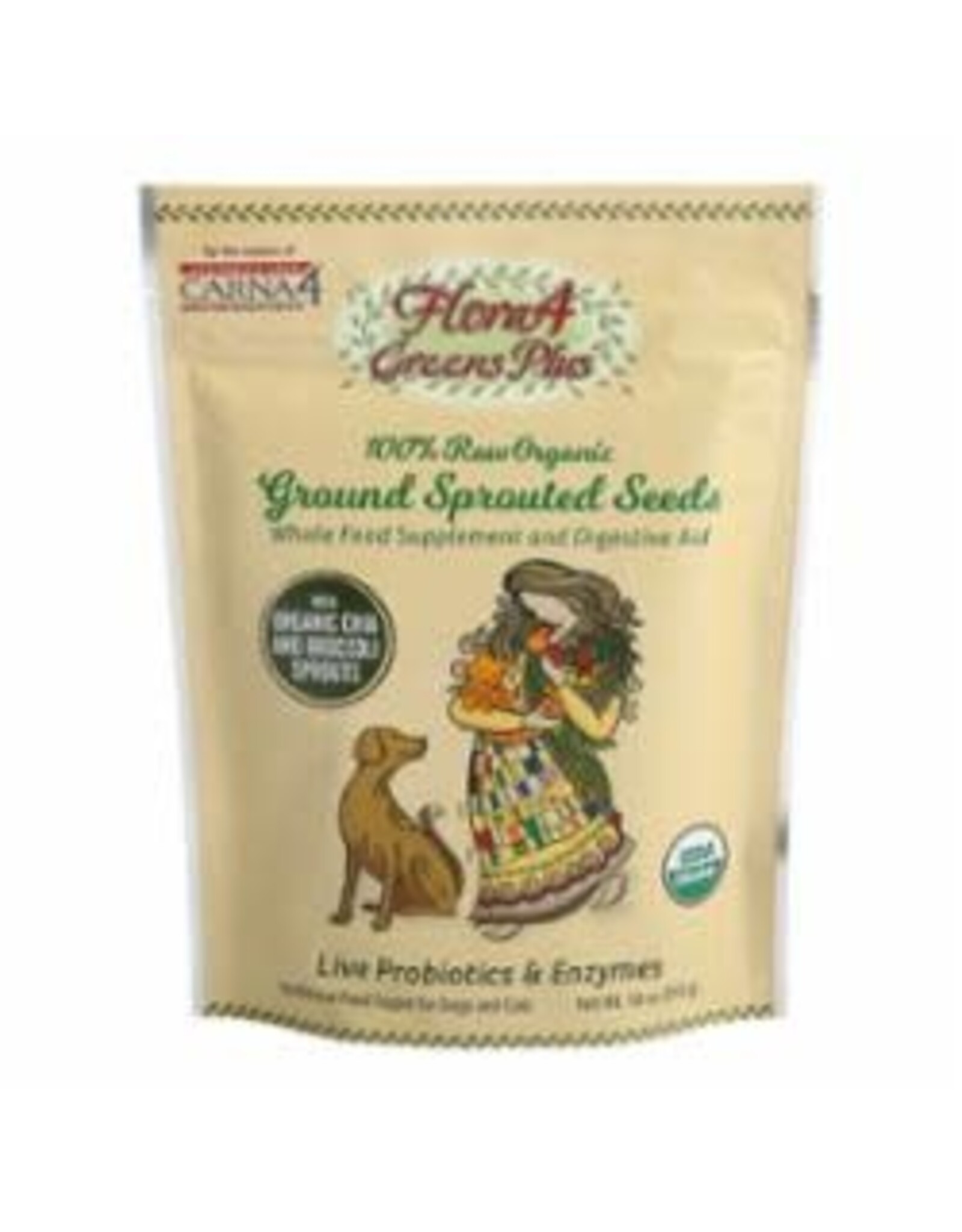 Carna4 Hand Crafted Pet Food CARNA4 CARNA FLORA4 GREENS PLUS SPROUTED SEEDS 18OZ