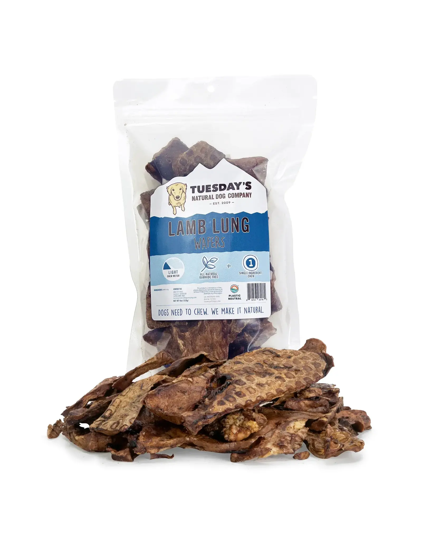 The Natural Dog Company THE NATURAL DOG COMPANY LAMB LUNG WAFERS 4OZ