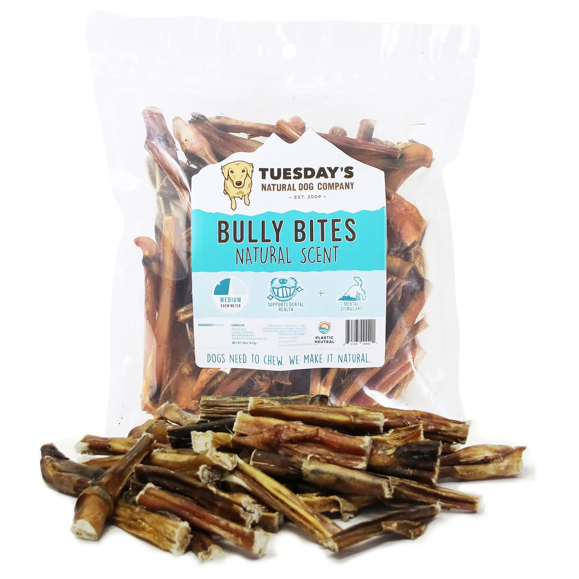 THE NATURAL DOG COMPANY ODOR-FREE BULLY BITES 16OZ - Rosie Bunny